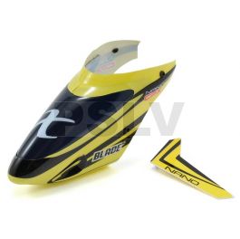 BLH3318  	 Blade Nano CP X Complete Canopy w/Vertical Fin (Yellow) 